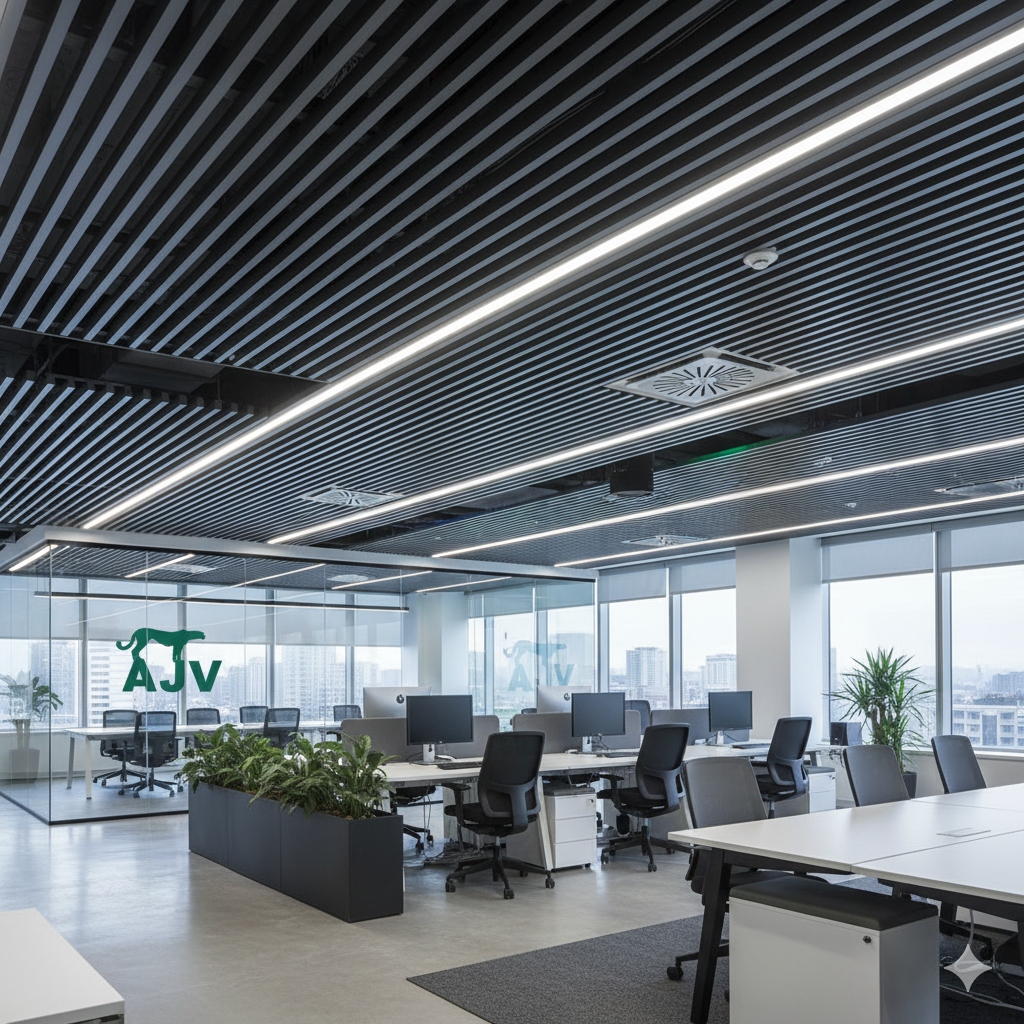 تحول طراحی فضاهای اداری مدرن با سقف های آلومینیومی لوور AJV