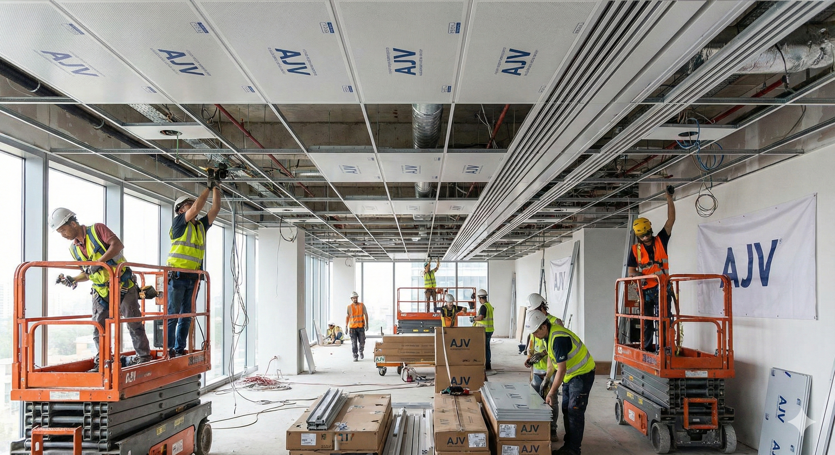 سقف کاذب آلومینیومی مدولار AJV: ترکیبی از زیبایی، مقاومت و نصب سریع