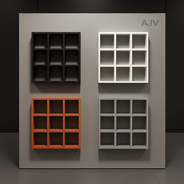 فضاهای مورد استفاده سقف کاذب گریلیوم AJV و نقش تعداد سلولهای آن (۹، ۱۶، ۳۶ سلول )