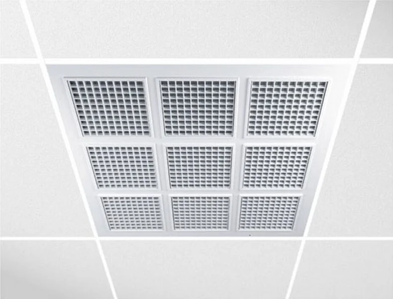 آموزش نصب دریچه آلومینیومی 60 در 60 پرتاب باد بروی سازه کلیک سقف کاذب