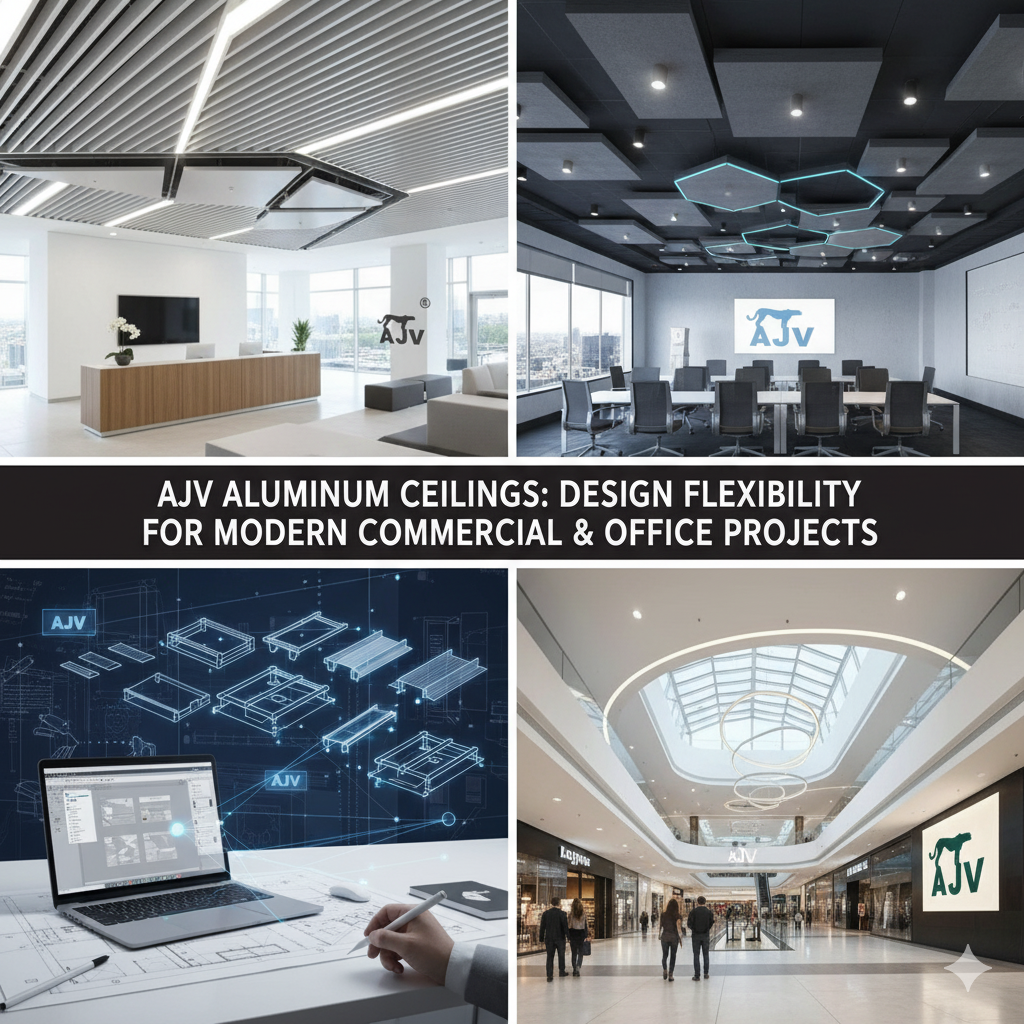 سقف های آلومینیومی AJ و انعطاف پذیری طراحی برای پروژه های تجاری و اداری مدرن