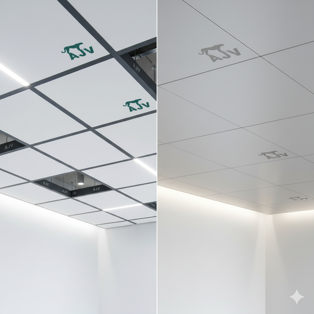 تفاوت سقف آلومینیومی نمایان و مخفی در سیستمهای AJV Alum انتخابی بر اساس نیاز پروژه